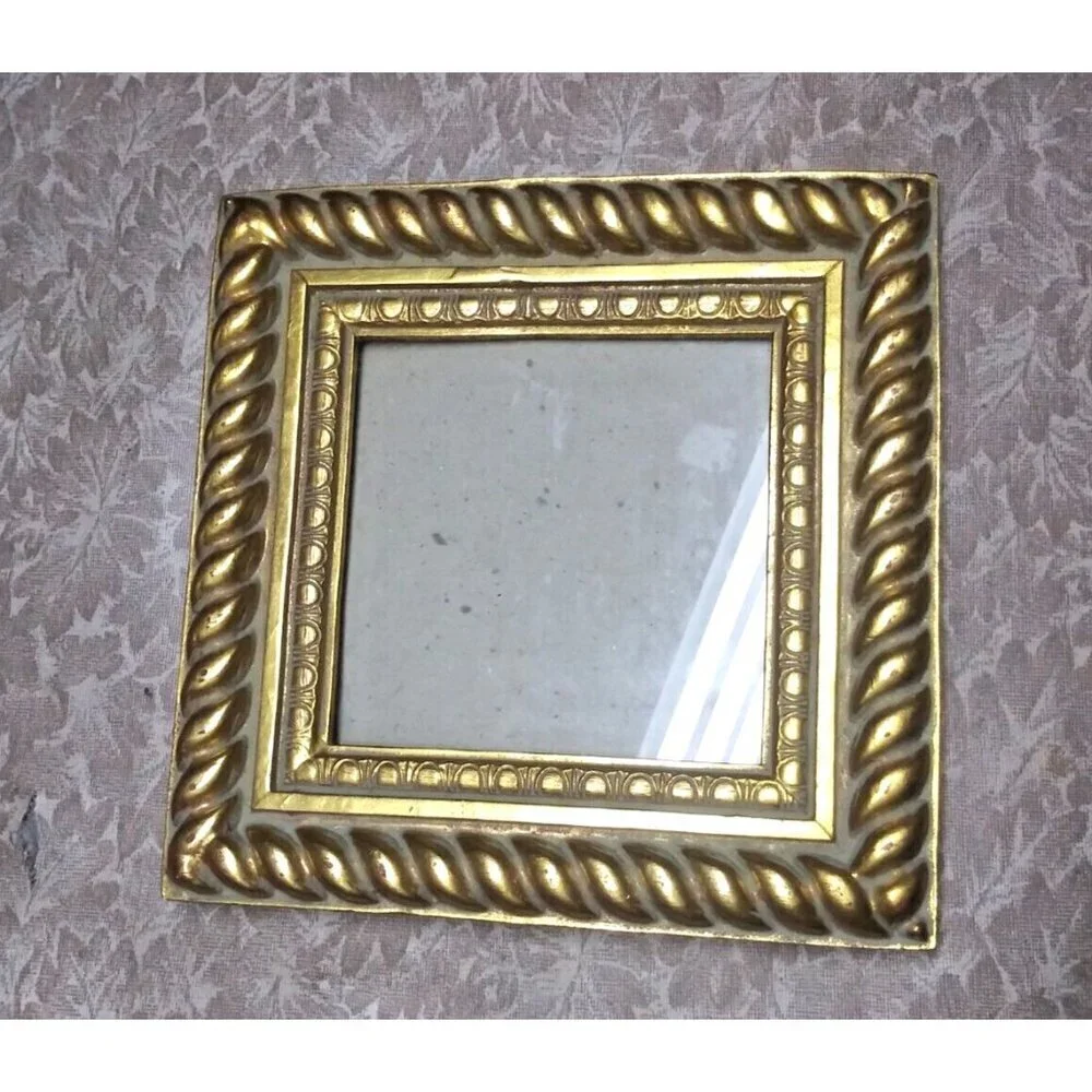 RARE VTG gold tone picture frame ornate detailed border 8.25